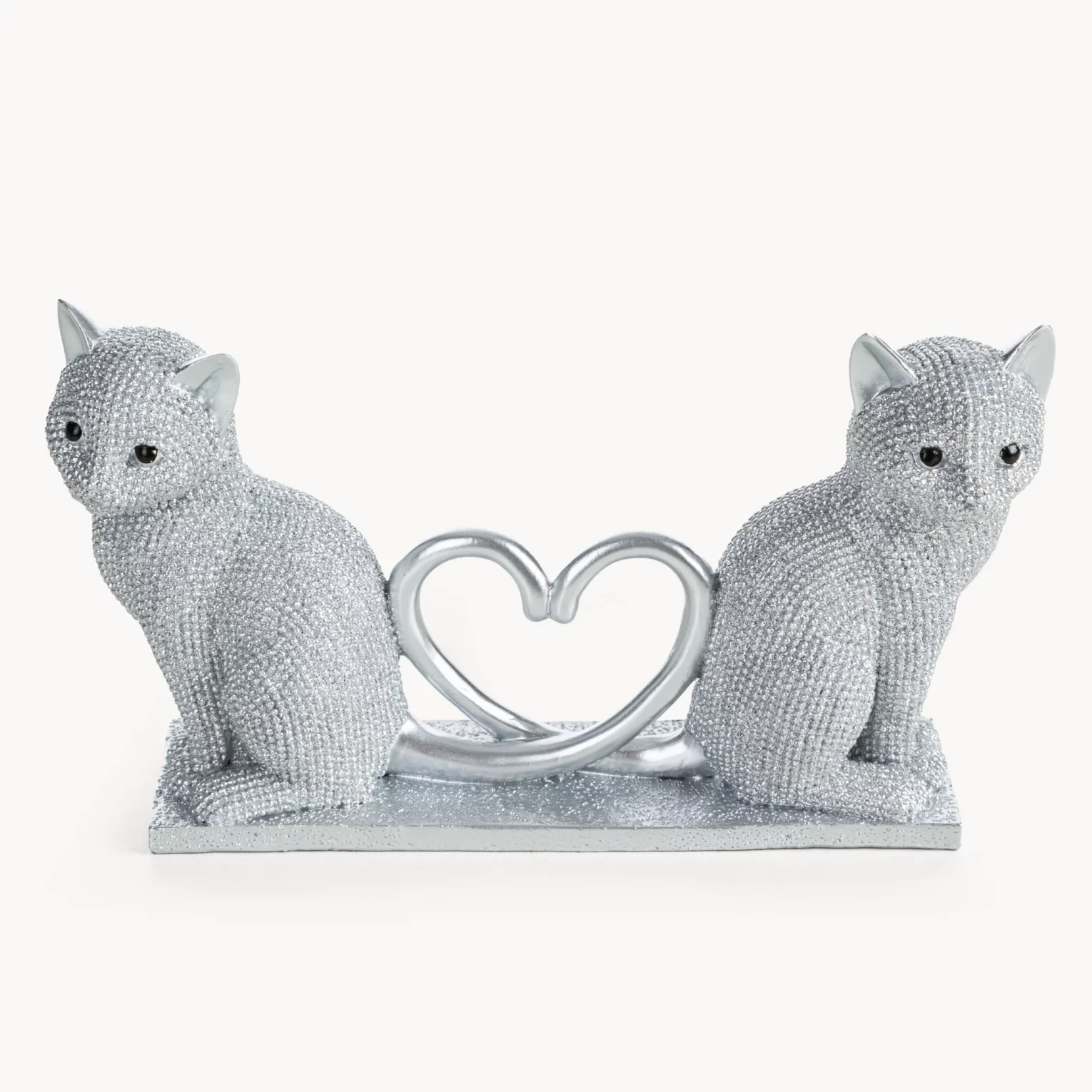 Figurka srebrna w kształcie uroczych kotków o drobnym strukturalnym wzorze 22x7x12 cm ELDO