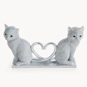 Figurka srebrna w kształcie uroczych kotków o drobnym strukturalnym wzorze 22x7x12 cm ELDO