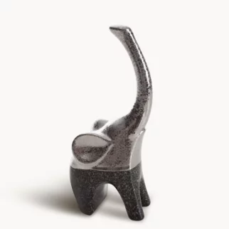 Figurka z glinki ceramicznej srebrno-stalowa słonia  10x7x22 cm LEO