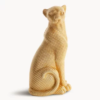 Figurka złota gepard pokryty złotymi kuleczkami 15x12x29 cm DEAN