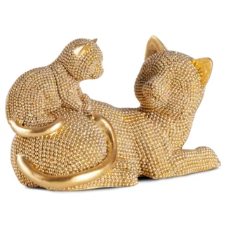 Figurka złota koty  o drobnym strukturalnym wzorze 19x9x12 cm ELDO