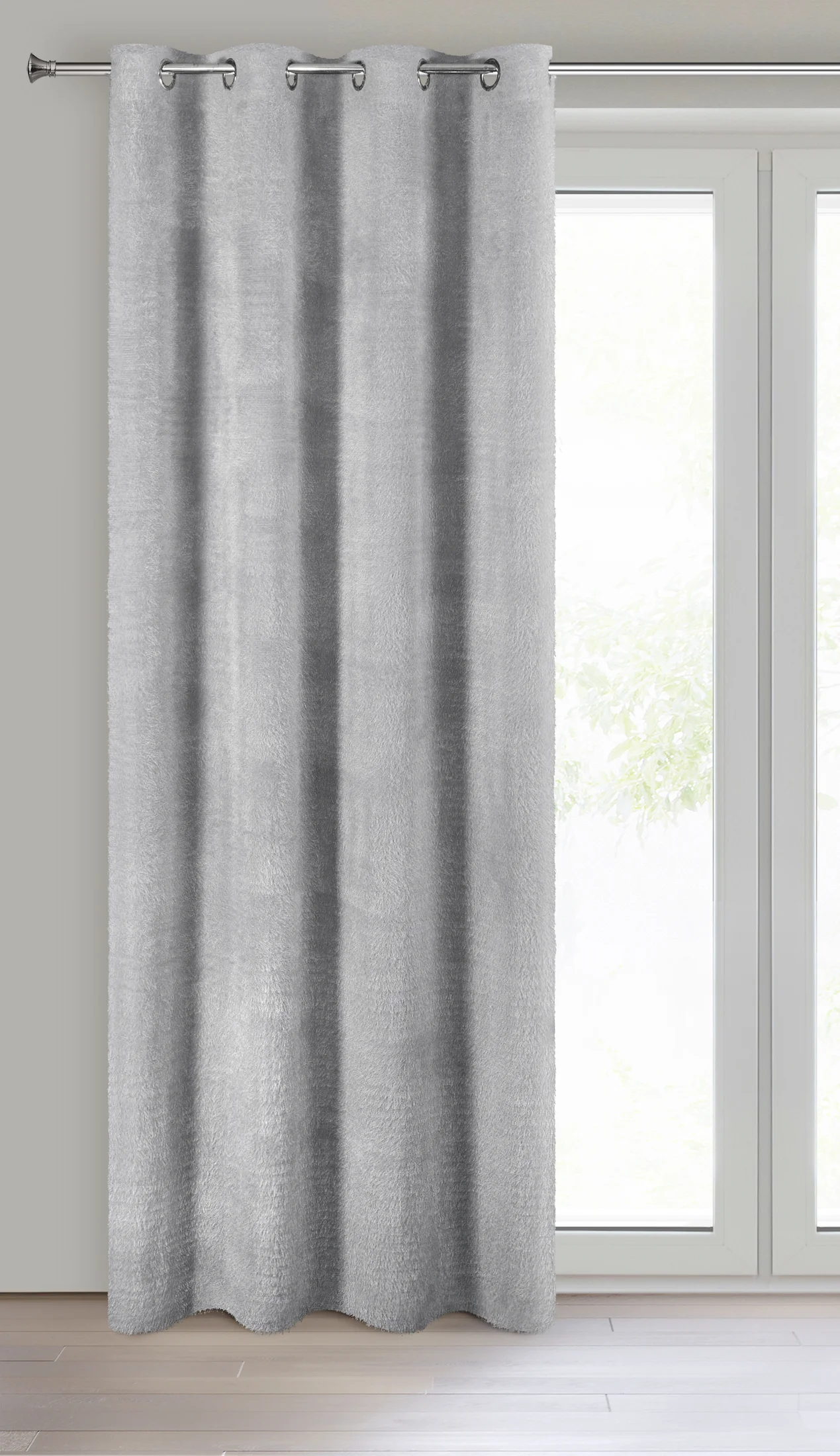 Zasłona srebrna z moherowej tkaniny 140x250 cm przelotka - AGIS