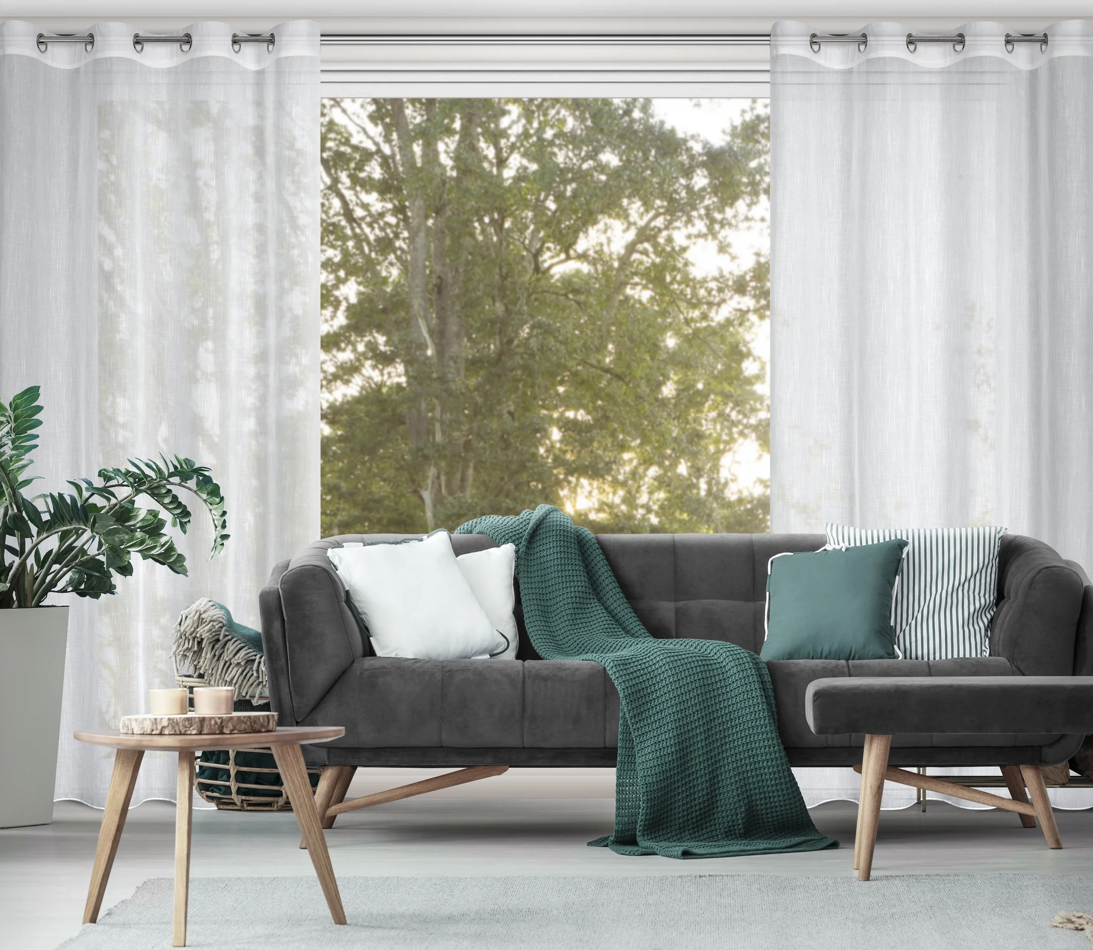 Firana biała o strukturze deszczyku 140x250 cm przelotka ANNA
