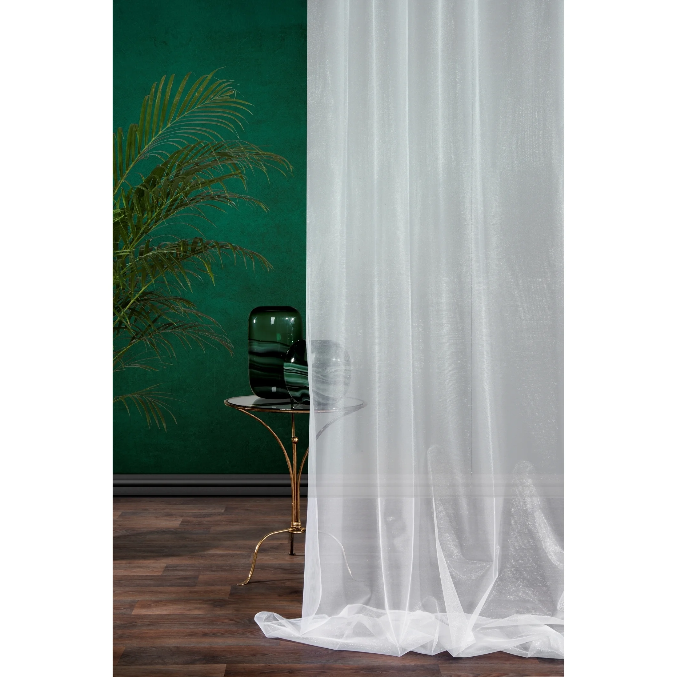 Firana biała z lekkiej i błyszczącej tkaniny 350x250 cm przelotka SYLVIA ELLA LINE