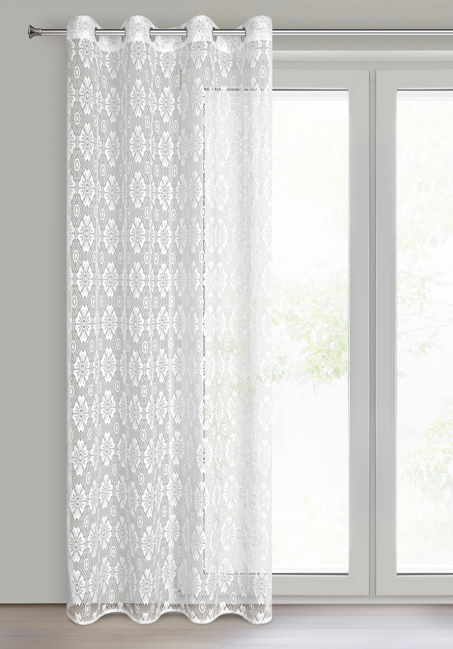 Firana biała w stylu boho 140x250 cm przelotka IGA