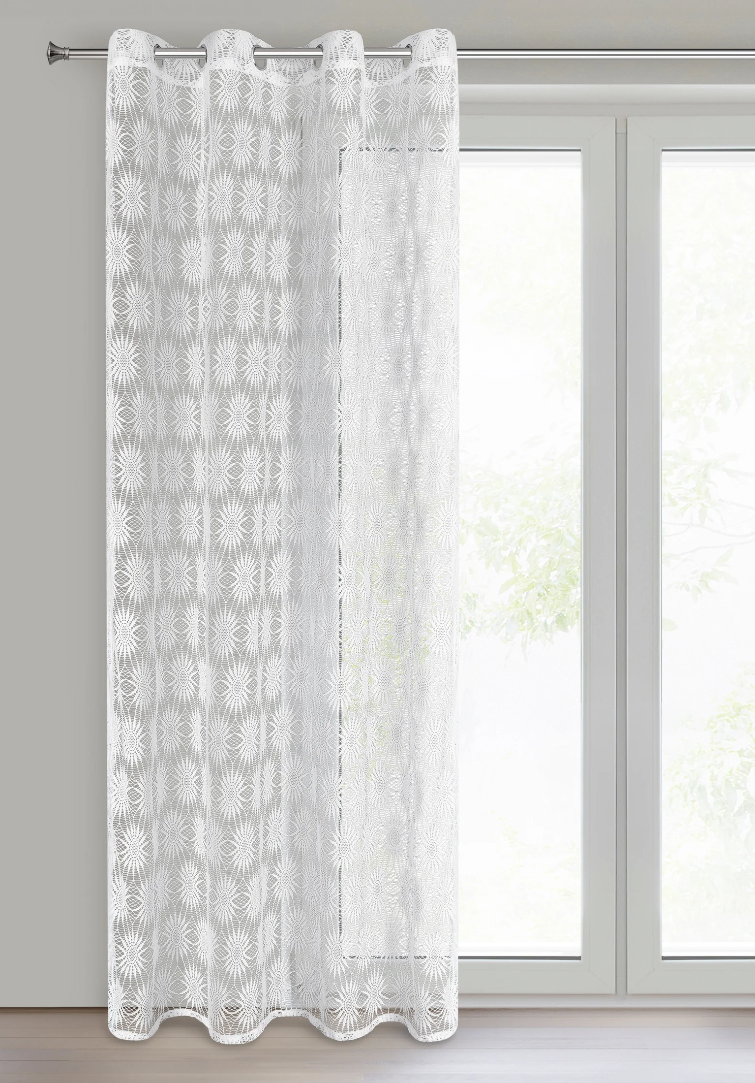 Firana biała w stylu boho 140x250 cm przelotka ROZI