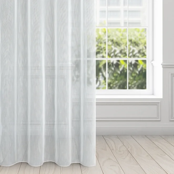 Firana biała w stylu eco z efektem deszczyku 140x260 cm przelotka MONIC