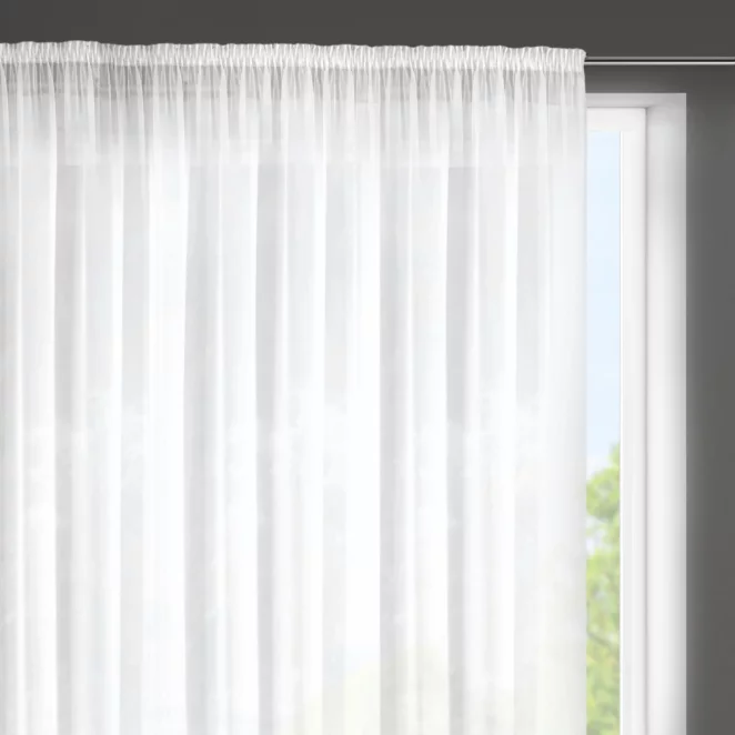 Firana biała z etaminy o strukturze deszczyku 400x150 cm taśma - IRMA