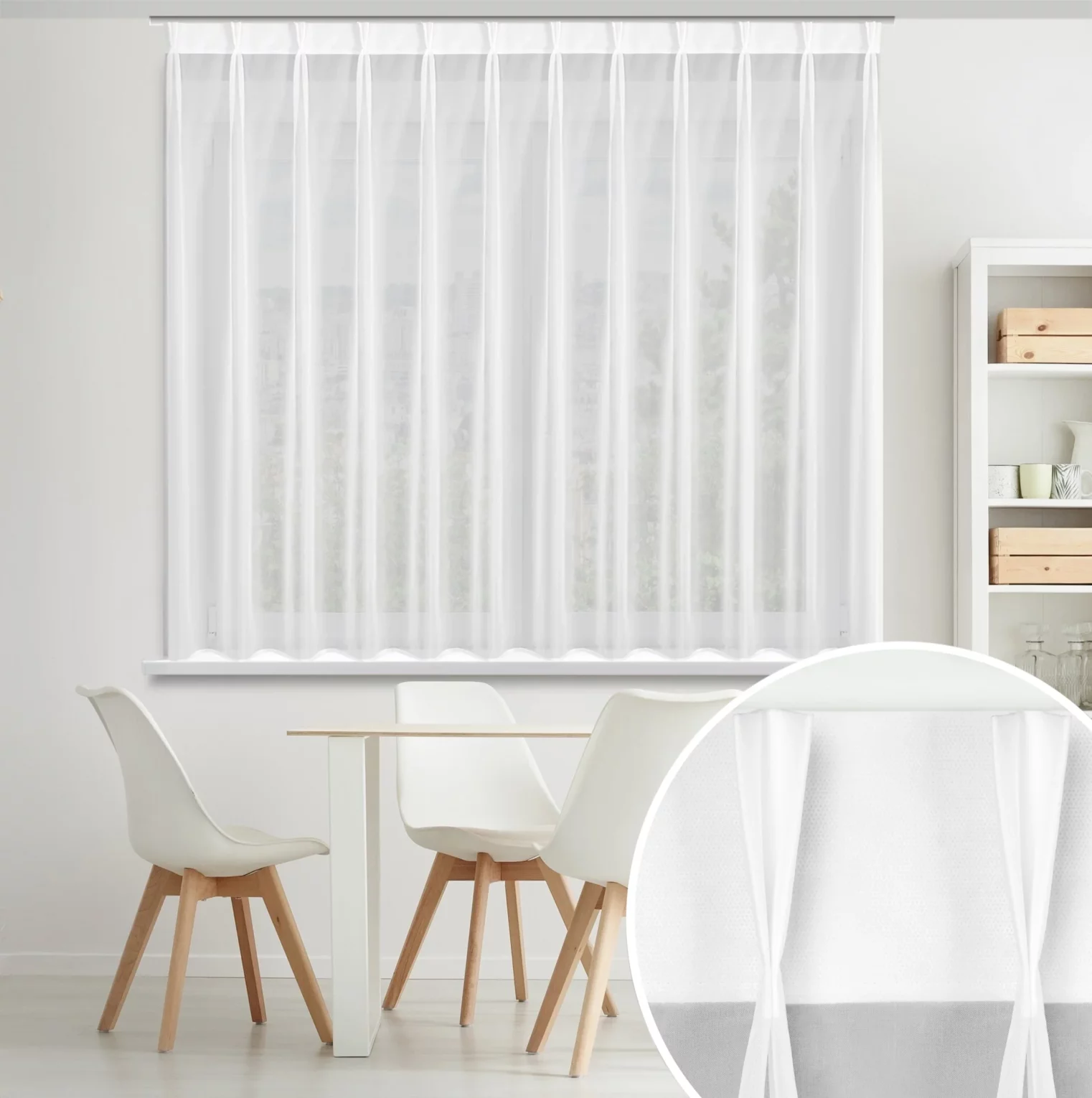 Firana biała z gładkiego woalu 230x170 cm (wymiar podany na gotowo) system flex - LUCY