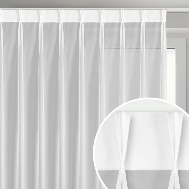Firana biała z gładkiego woalu 230x270 cm (wymiar podany na gotowo) system flex - LUCY