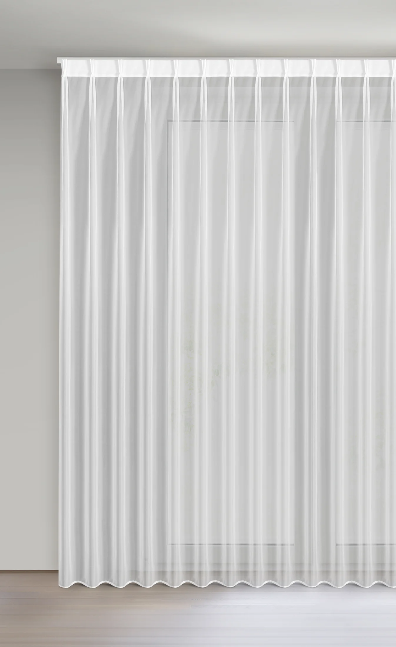Firana biała z gładkiego woalu 230x270 cm (wymiar podany na gotowo) system flex - LUCY