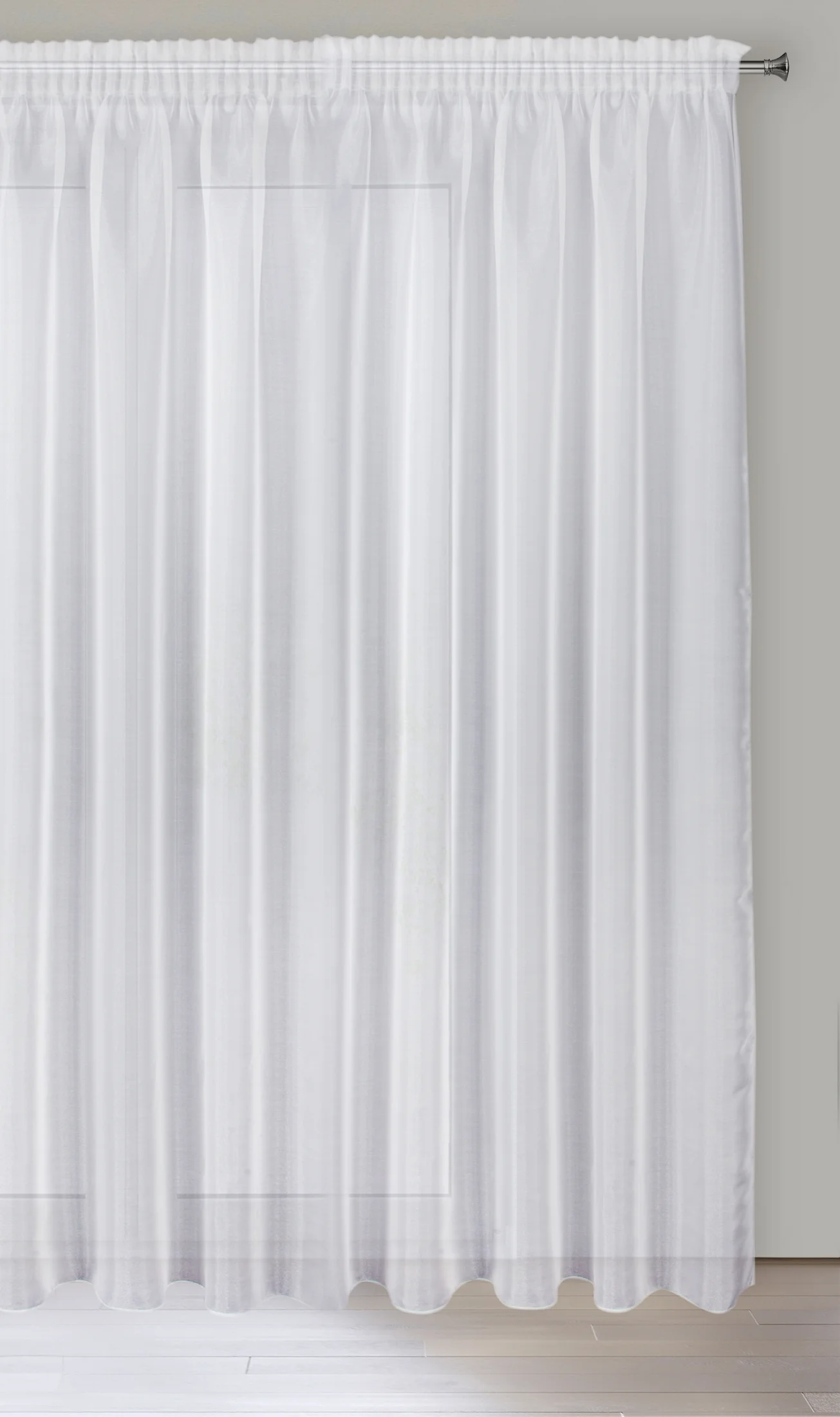 Firana biała z gładkiej tkaniny o błyszczącej powierzchni 350x270 cm taśma ALIA
