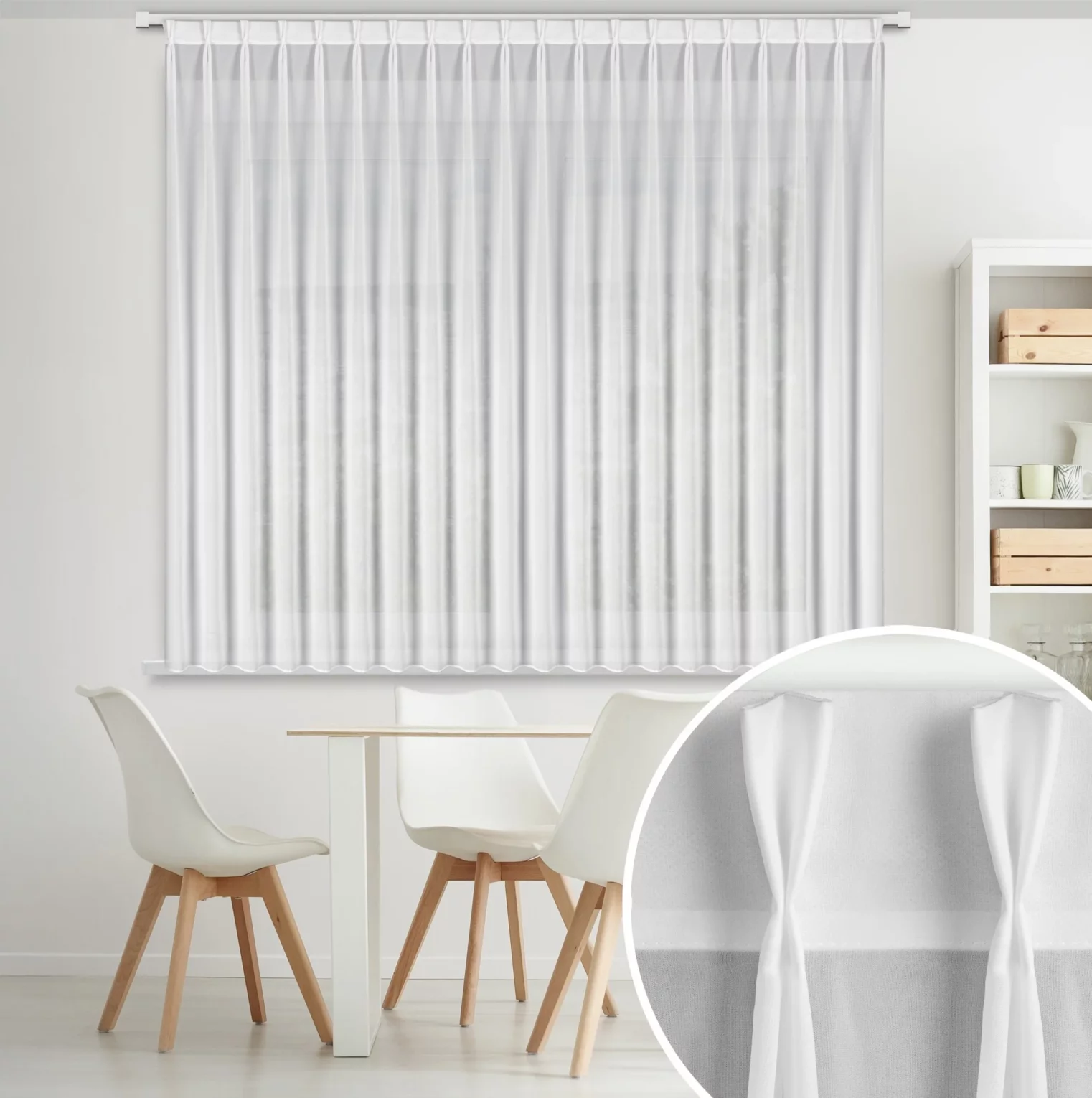 Firana biała z szyfonu 230x170 cm (wymiar podany na gotowo) systemem flex - RUBY