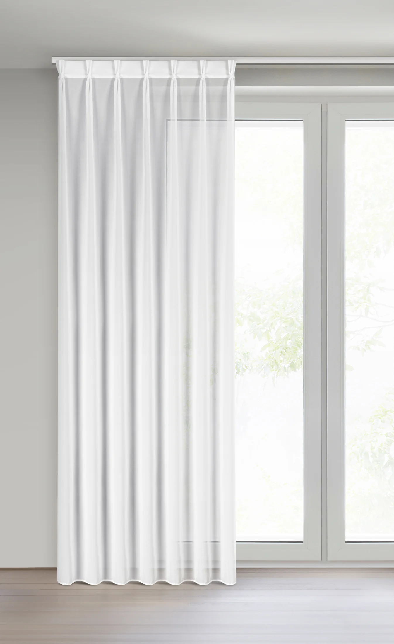 Firana biała z szyfonu 80x270 cm (wymiar podany na gotowo) z systemem flex - RUBY