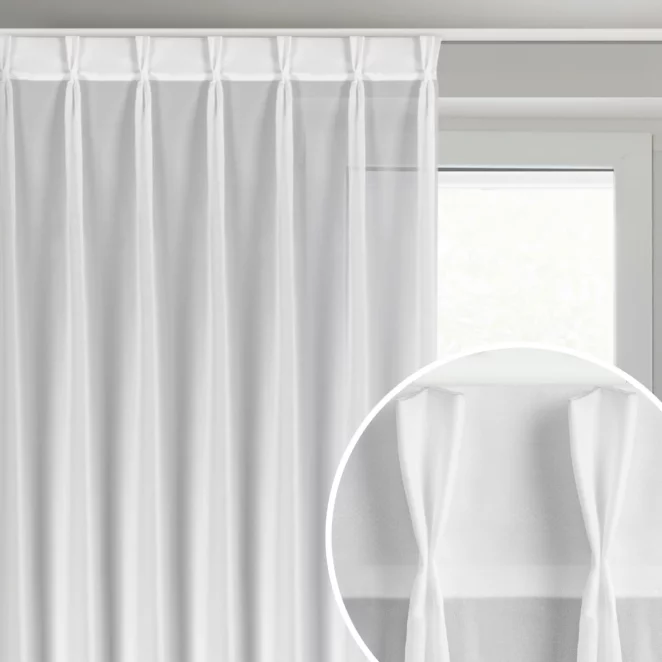 Firana biała z szyfonu 80x270 cm (wymiar podany na gotowo) z systemem flex  - RUBY