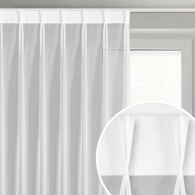 Firana biała z woalu 80x270 cm (wymiar podany na gotowo) z systemem flex - LUCY
