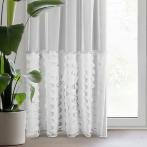 Firana biała z delikatnego woalu zdobiona wycinanym laserowo wzorem 140x270 cm taśma DEBORA