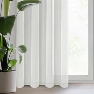 Firana kremowa z gładkiego mlecznego woalu wykończona szwem obciążającym VIOLET 500x230 cm taśma
