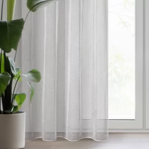 Firana biało, złota o strukturze siatki z efektem bukli 140x260 cm przelotka MAJA