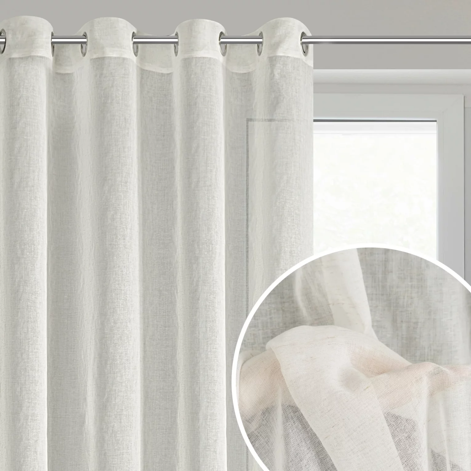 Firana naturalna z domieszką lnu 140x250 cm przelotka - AUREA