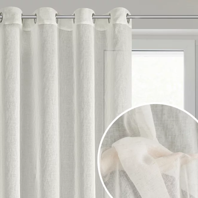 Firana naturalna z domieszką lnu 140x250 cm przelotka - AUREA