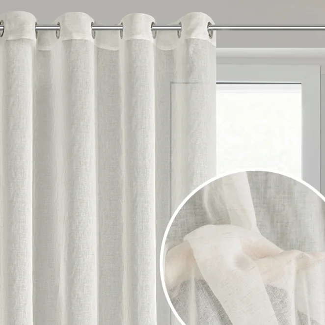 Firana naturalna z domieszką lnu 140x250 cm przelotka - AUREA