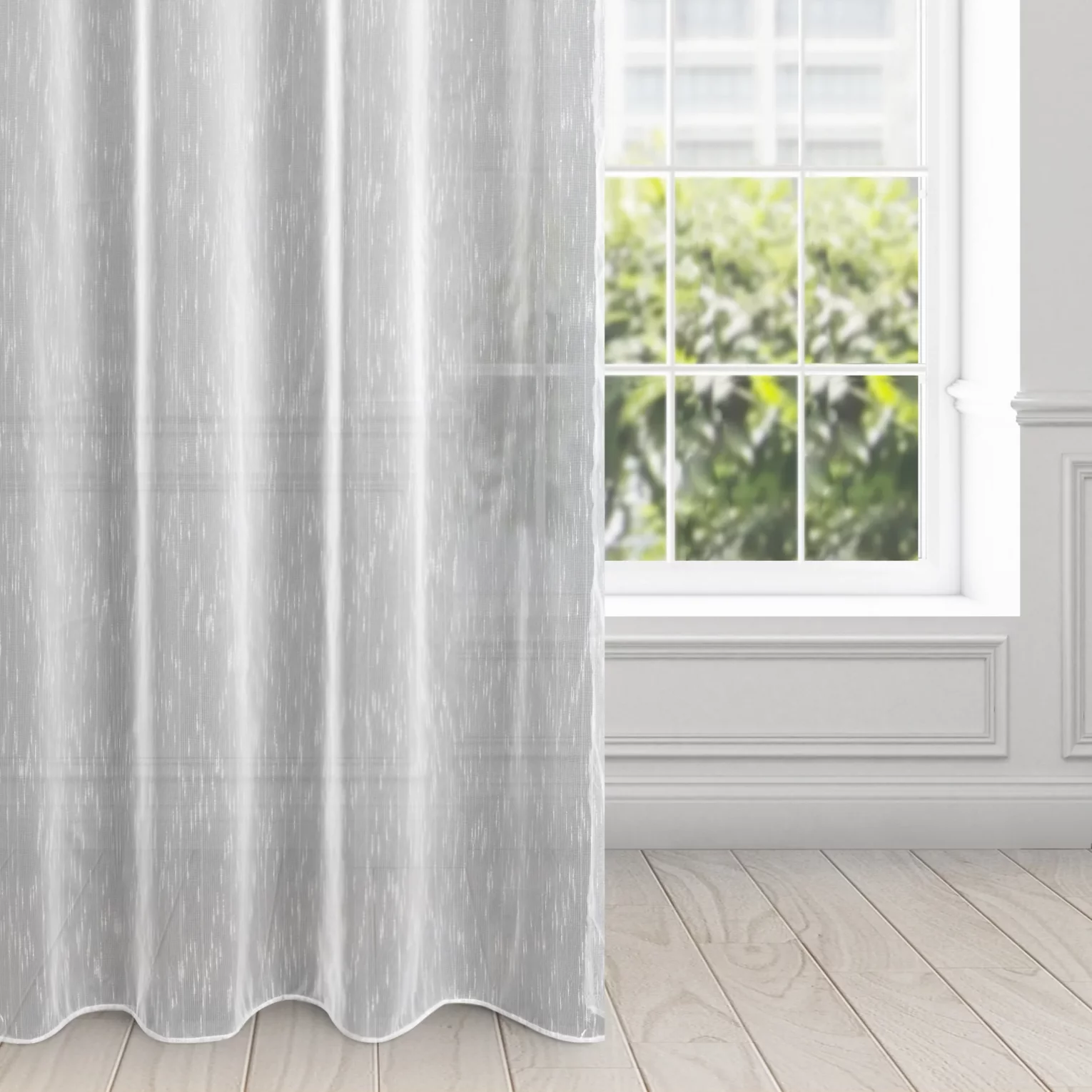 Firana biała o strukturze siatki z deszczykiem, w stylu eko 140x250 cm przelotka NESSI