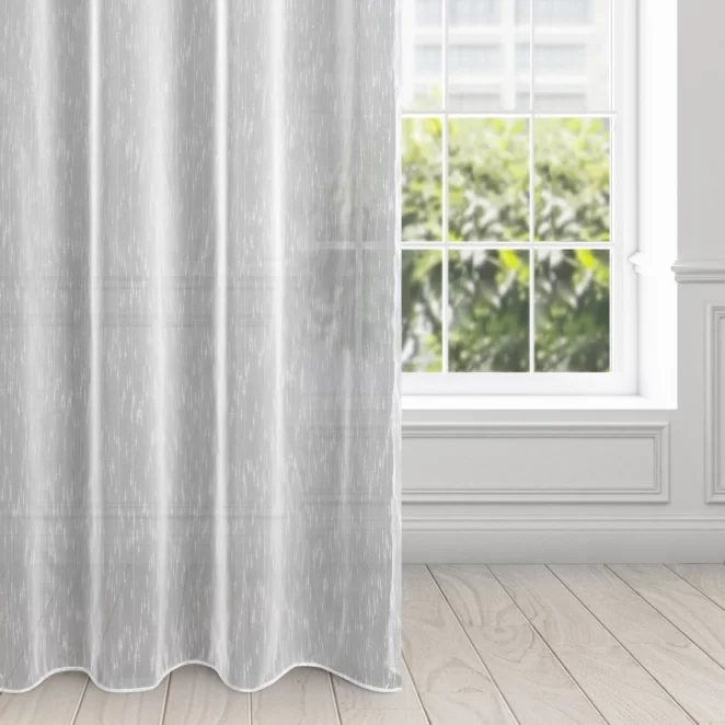 Firana biała o strukturze siatki z deszczykiem, w stylu eko 140x250 cm przelotka NESSI