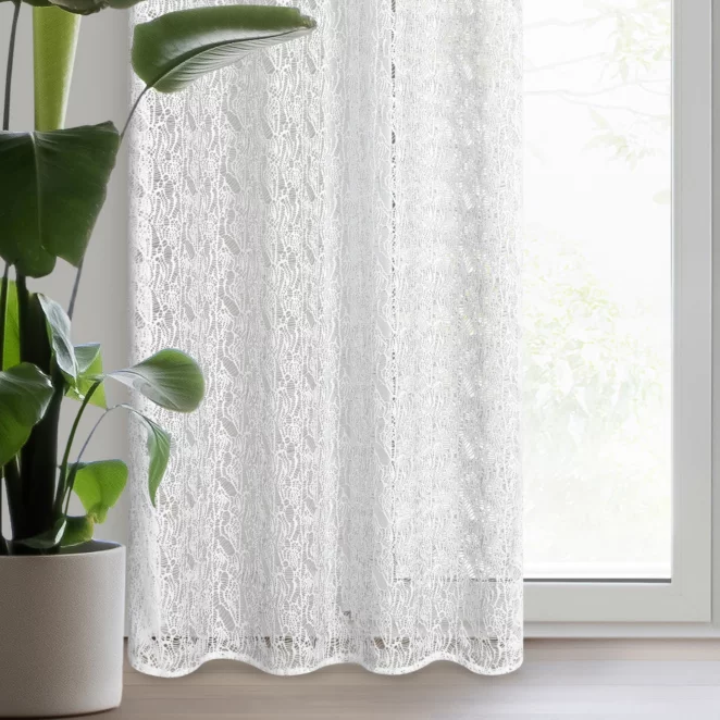 Firana biała z siateczki niewymagająca prasowania 140x250 cm przelotka MONI