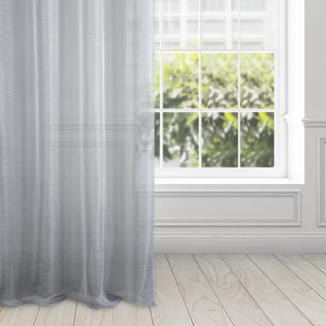 Firana srebrna z etaminy o strukturze deszczyku 140x250 cm przelotka AMIRA
