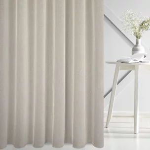 Firana szyta na przelotkach naturalno srebrna z eleganckiej siatki w stylu glamour z połyskliwą nicią, wykończona obciążnikiem Italissima Eva Minge