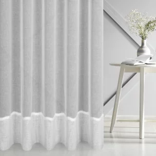 Firana szyta na tunelu biała z matowej etaminy wykończonej ozdobnym podwinięciem Italissima Eva Minge
