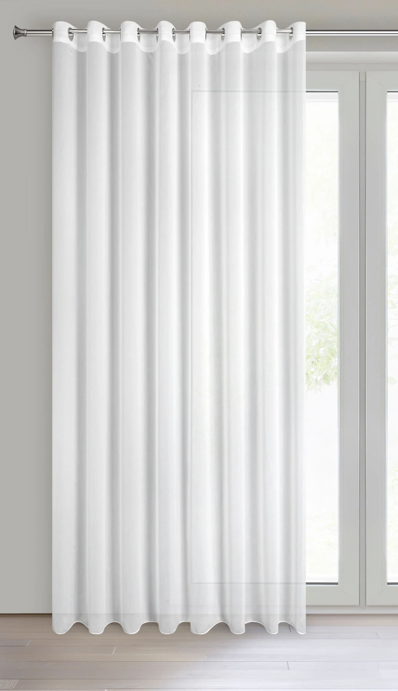Firana biała z gładkiej matowej tkaniny 300x250 cm przelotka TIRSA