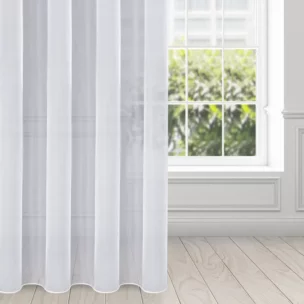 Firana biała z gładkiego mlecznego woalu wykończona szwem obciążającym VIOLET 500x180 cm przelotka