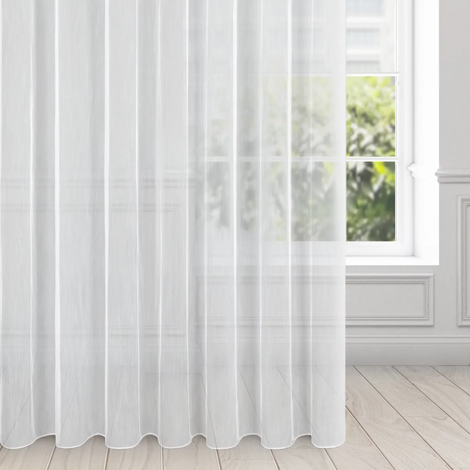 Firana biała o strukturze drobnego deszczyku 350x250 cm przelotka NICEA