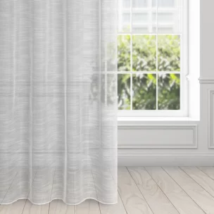 Firana biała z rysunkiem poziomych nitek na błyszczącym tle 140x250 cm przelotka RACHEL