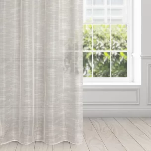 Firana naturalna z rysunkiem poziomych nitek na błyszczącym tle 140x250 cm przelotka RACHEL