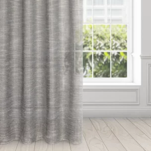 Firana stalowa z rysunkiem poziomych nitek na błyszczącym tle 140x250 cm przelotka RACHEL