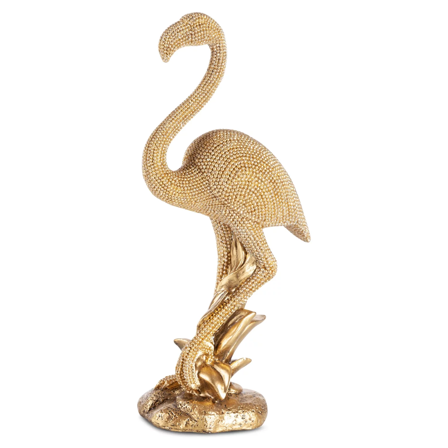 Figurka złota flaming o drobnym strukturalnym wzorze 12x8x27 cm ELDO