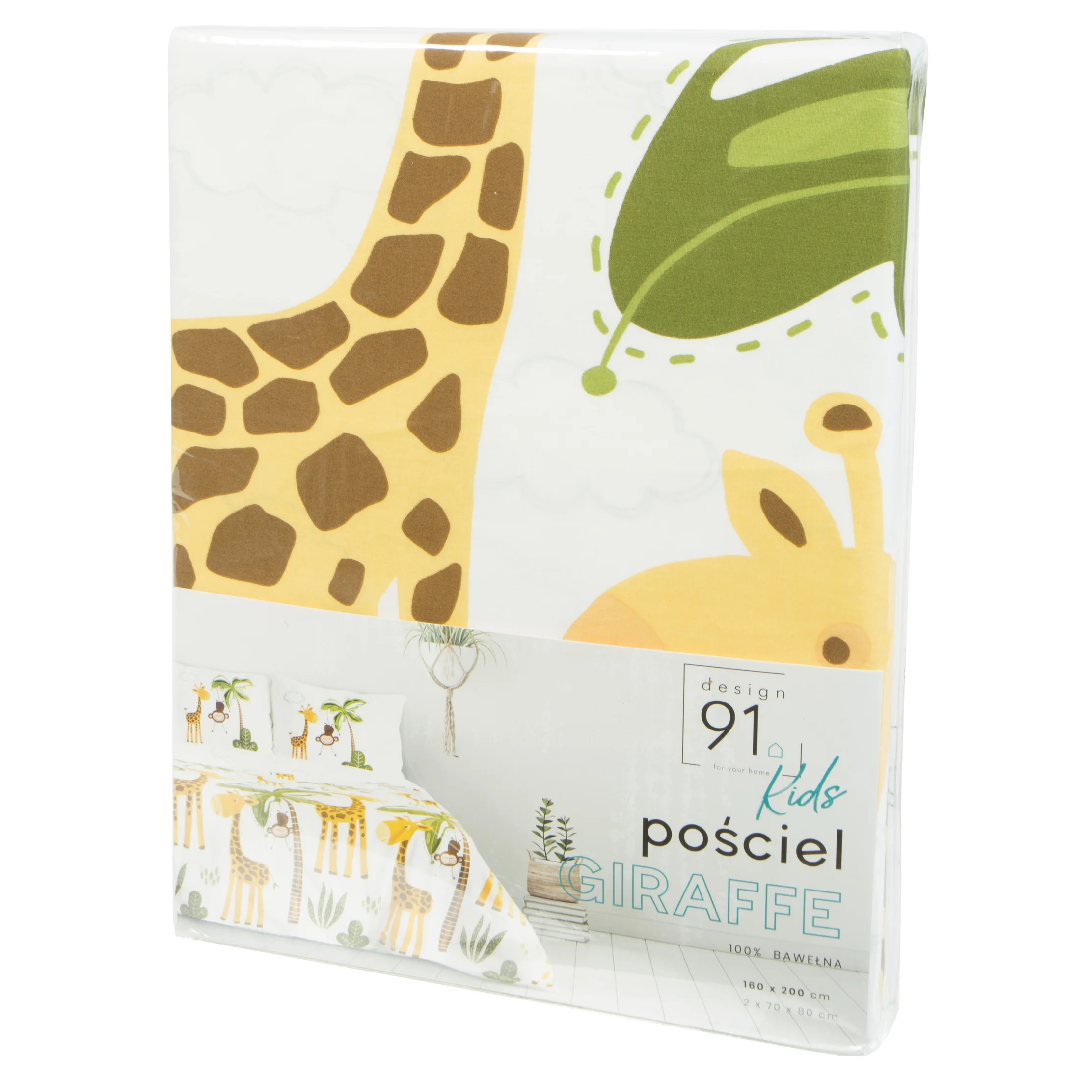 DESIGN 91 Komplet pościeli dziecięcej GIRAFFE z bawełny z motywem małpek i żyrefek