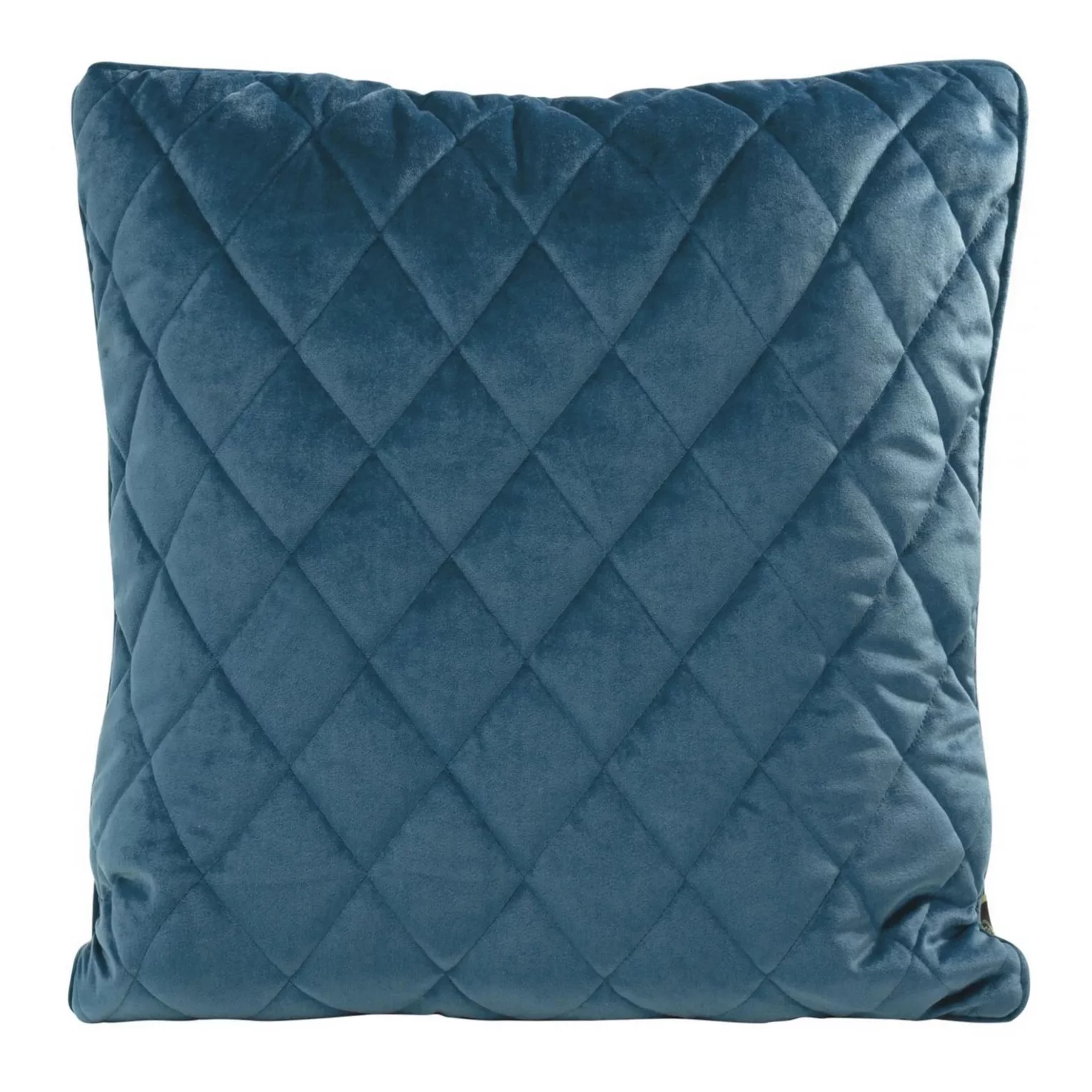 Poszewka na poduszkę 45x45 cm welwetowa, granatowa pikowana we wzór karo z ozdobną wypustką VELVET 27 Eurofirany Premium