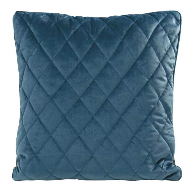 Poszewka na poduszkę 45x45 cm welwetowa, granatowa pikowana we wzór karo z ozdobną wypustką VELVET 27 Eurofirany Premium