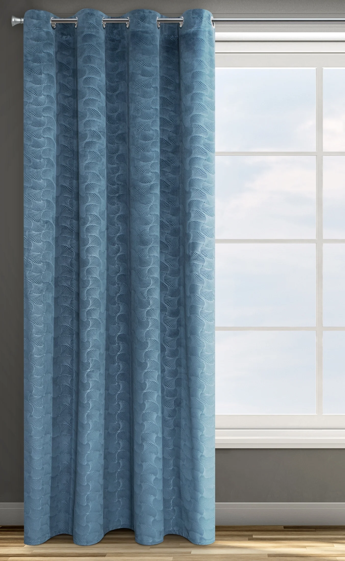 DESIGN 91 Zasłona z welwetu z geometrycznym wytłaczanym wzorem, gramatura 270 g/m2