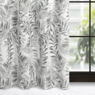 Zasłona naturalna w stalowe liście 140x250 cm przelotka - HARIET