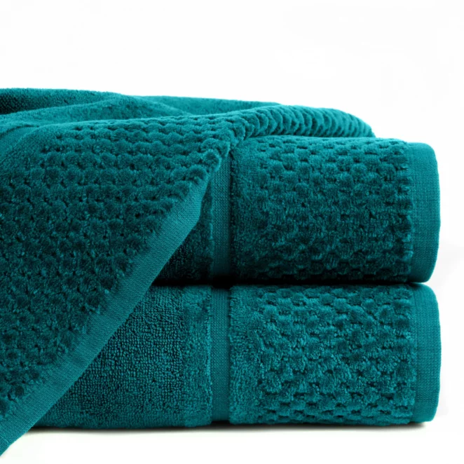 Ręcznik do rąk 30x50 cm bawełniany kolor butelkowy turkusowy z efektowną bordiurą 550 g/m2 IBIZA