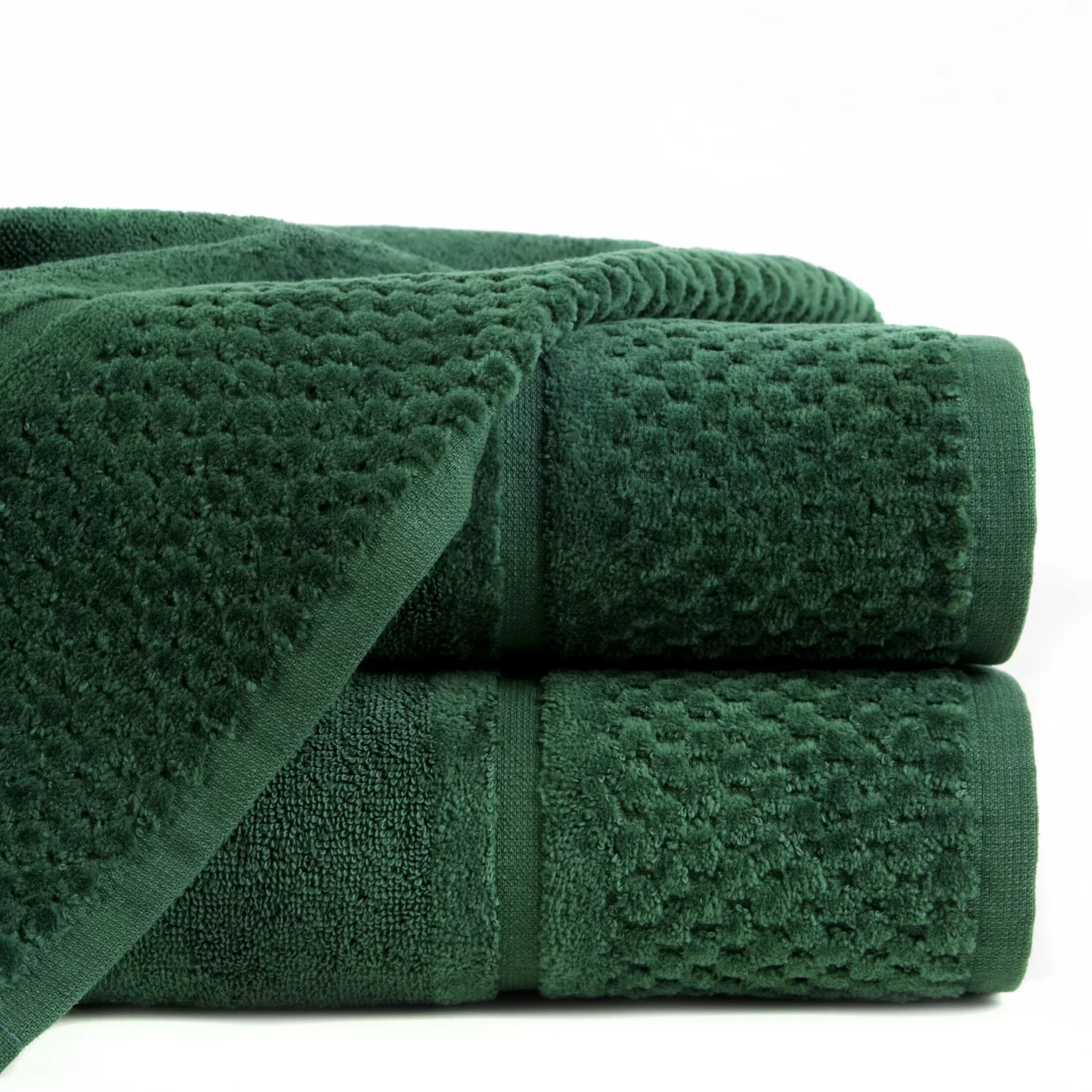 Ręcznik do rąk 30x50 cm bawełniany kolor butelkowy zielony z efektowną bordiurą 550 g/m2 IBIZA