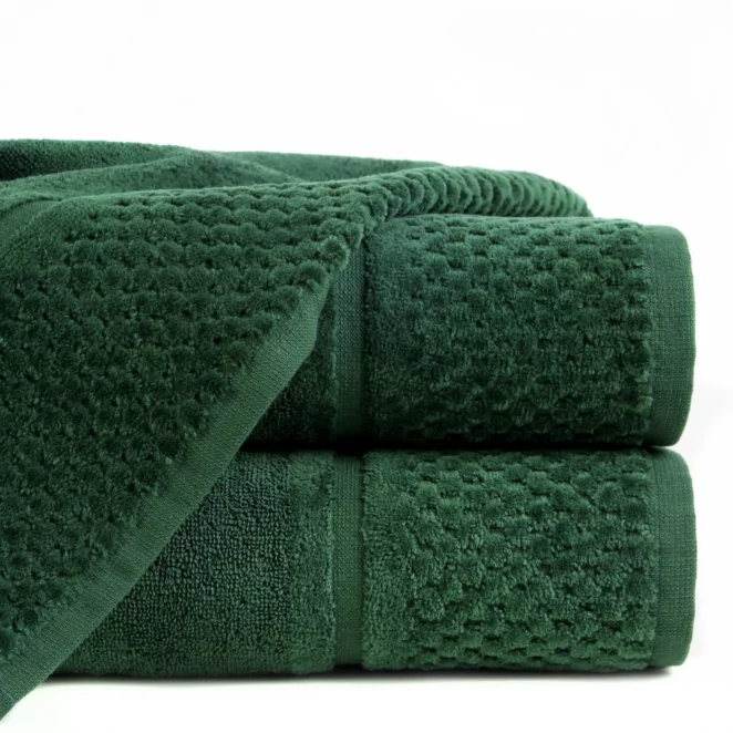 Ręcznik do rąk 30x50 cm bawełniany kolor butelkowy zielony z efektowną bordiurą 550 g/m2 IBIZA