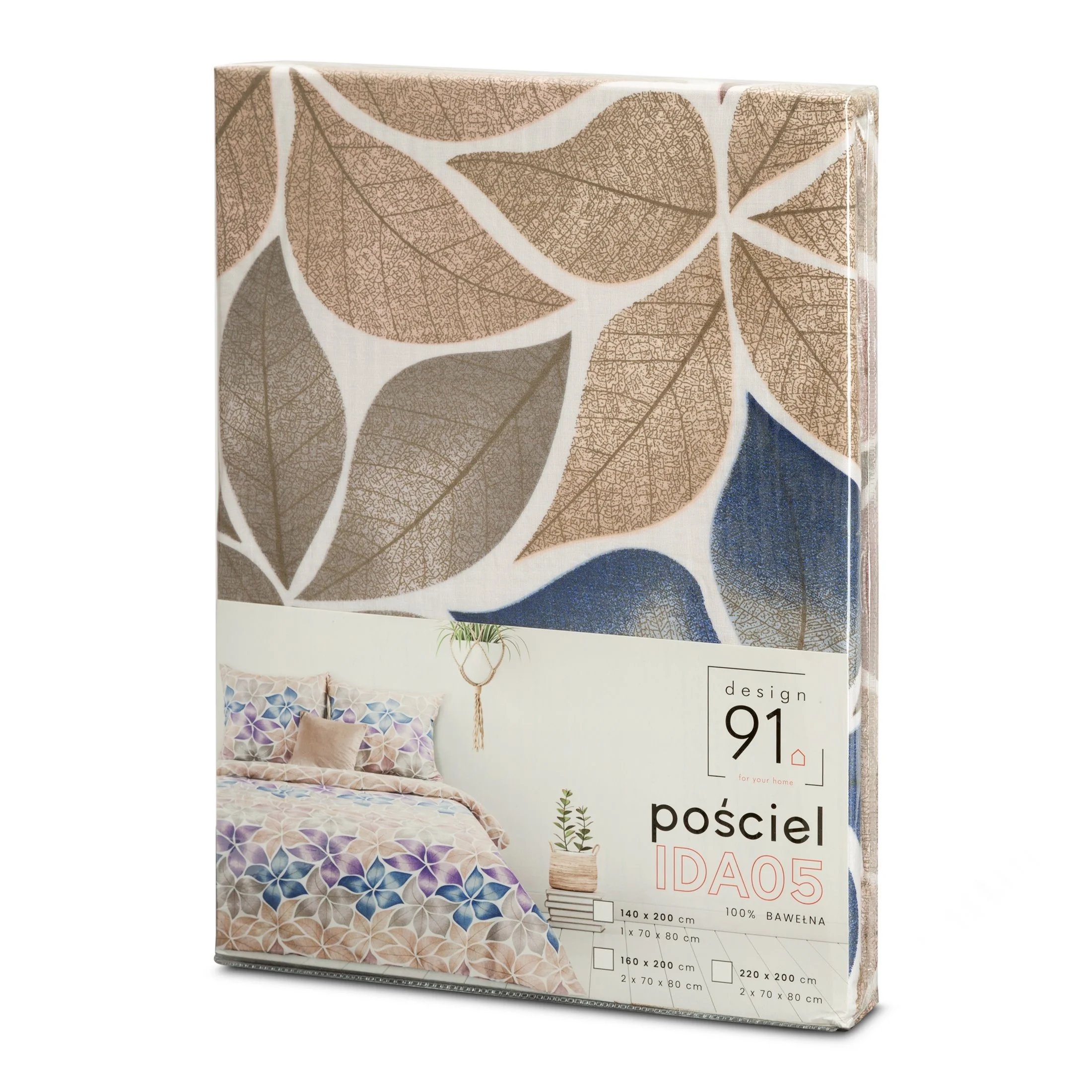 Pościel 220x200 cm bawełniana kolor beżowy, jasnofioletowy we wzór kwiatowy IDA 5 Design 91