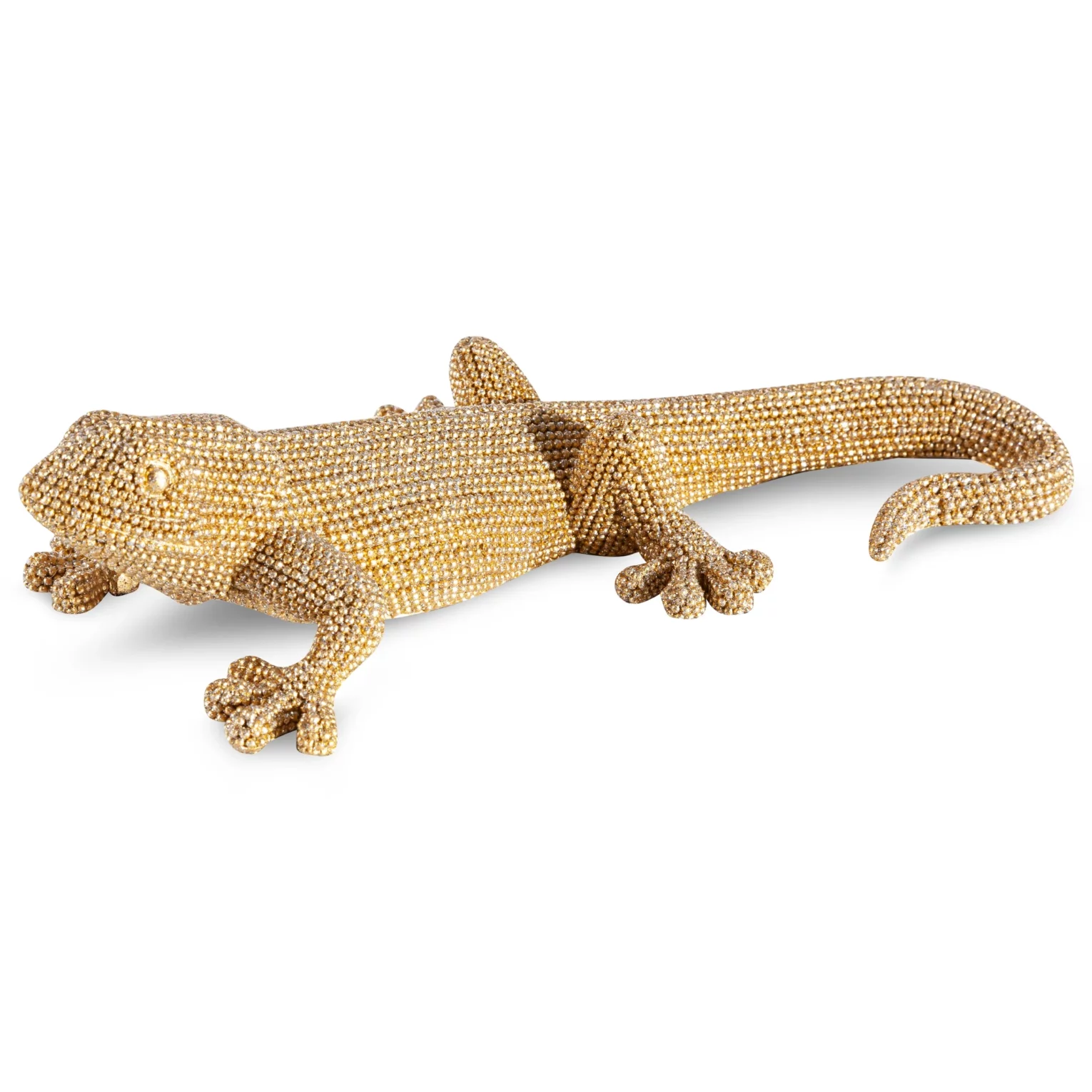 Figurka złota jaszczurka o drobnym strukturalnym wzorze 25x12x6 cm ELDO 2