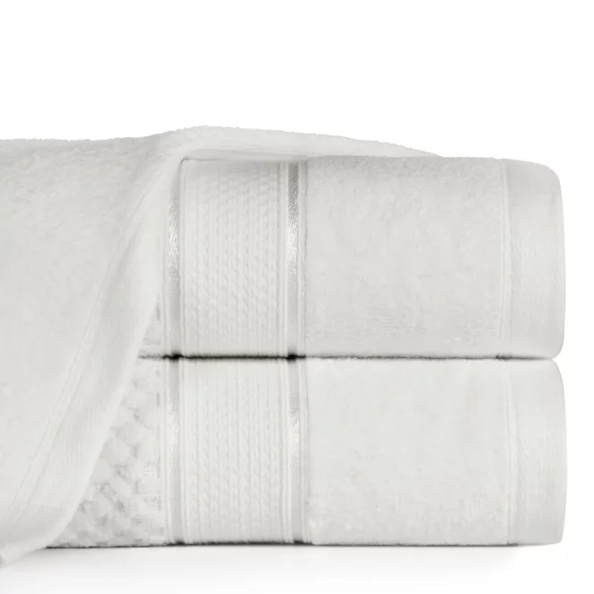 Ręcznik do rąk 30x50 cm bawełniany kolor biały z welwetową bordiurą 500 g/m2 JESSI